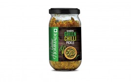 Dabur Teekhi Green Chilli Pickle  Glass Jar  400 grams